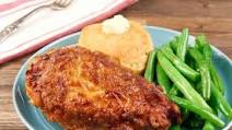 Honey Butter Fried Chicken with green beans and biscuits Honey Butter Fried Chicken with green beans and biscuits