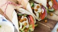 Chickpea Shawarma Pitas with Hummus-Dill Dressing Chickpea Shawarma Pitas with Hummus-Dill Dressing