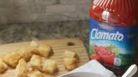 Clamato tomato soup with grilled cheese croutons Clamato tomato soup with grilled cheese croutons