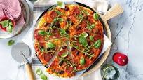 Antonella Banno’s 2-ingredient pizza base with olives and pepperoni Antonella Banno’s 2-ingredient pizza base with olives and pepperoni
