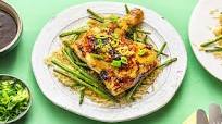 Adobo-Glazed Chicken with Garlic Rice and Green Beans Adobo-Glazed Chicken with Garlic Rice and Green Beans