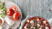Greek lamb meatball bake with Goat cheese Greek lamb meatball bake with Goat cheese