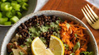 Vegan Lentil Caesar Salad with Easy Tahini Dressing Vegan Lentil Caesar Salad with Easy Tahini Dressing