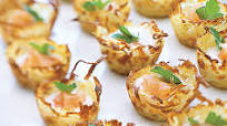Potato Nests with Sour Cream and Smoked Salmon Potato Nests with Sour Cream and Smoked Salmon