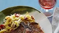 Pan-Roasted Pork Chops with Creamy Cabbage and Apples Pan-Roasted Pork Chops with Creamy Cabbage and Apples