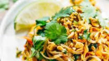 Rainbow Vegetarian Pad Thai with Peanuts and Basil Rainbow Vegetarian Pad Thai with Peanuts and Basil