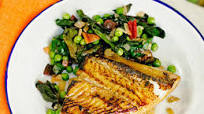 Sake and Birch Syrup-Roasted Sablefish with Fresh Peas and Chard Sake and Birch Syrup-Roasted Sablefish with Fresh Peas and Chard