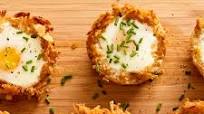 Eggs In Crispy Hash Brown Baskets Eggs In Crispy Hash Brown Baskets
