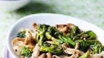 Broccoli and mixed mushrooms in garlic black bean sauce Broccoli and mixed mushrooms in garlic black bean sauce