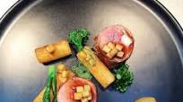 Pork tenderloin, pickled apple sauce, broccoli. Pork tenderloin, pickled apple sauce, broccoli.