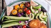 Greek salad with fried Feta cheese Greek salad with fried Feta cheese