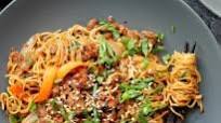 Vegan Crispy Ginger 'Beef' Ramen Noodles Vegan Crispy Ginger 'Beef' Ramen Noodles
