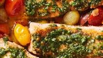 Pesto Salmon with Burst Tomatoes Pesto Salmon with Burst Tomatoes