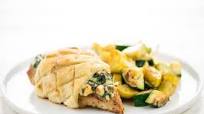 Greek Spinach and Feta Chicken with zucchini and yellow squash Greek Spinach and Feta Chicken with zucchini and yellow squash