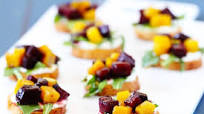 Roasted Beet, Arugula, Goat Cheese & Honey Crostini Roasted Beet, Arugula, Goat Cheese & Honey Crostini