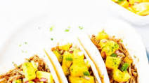 Pulled Chicken Tacos with Mango Salsa Pulled Chicken Tacos with Mango Salsa