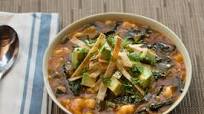 Hominy & Poblano Pepper Pozole with Avocado & Crispy Tortilla Strips Hominy & Poblano Pepper Pozole with Avocado & Crispy Tortilla Strips