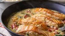 Salmon with Creamy Pesto Sauce Salmon with Creamy Pesto Sauce