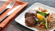 Seared Pork Tenderloin Medallions with Roasted Carrot, Avocado & Orange Salad over Farro Seared Pork Tenderloin Medallions with Roasted Carrot, Avocado & Orange Salad over Farro