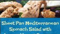 Sheet Pan Mediterranean Spinach Salad with Lemon Yogurt Dressing Sheet Pan Mediterranean Spinach Salad with Lemon Yogurt Dressing