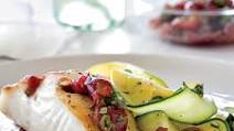Pan-Seared Black Cod with Grape Salsa Pan-Seared Black Cod with Grape Salsa