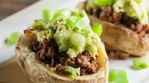 Cheesy Baked Potatoes with Avocado and Ground Beef Cheesy Baked Potatoes with Avocado and Ground Beef