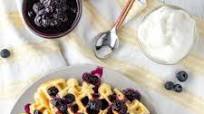 Lemon Ricotta Waffles with Blueberry Syrup Lemon Ricotta Waffles with Blueberry Syrup