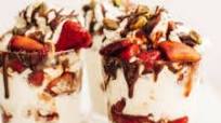 Balsamic Strawberry Sundae with Homemade Whipped Cream, Chocolate Sauce and Roasted Pistachios Balsamic Strawberry Sundae with Homemade Whipped Cream, Chocolate Sauce and Roasted Pistachios