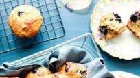 Blueberry Rhubarb Yogurt Muffins with Spelt Flour