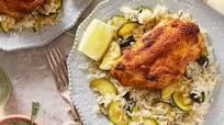 Tandoori-Style Chicken & Rice with Summer Squash & Raita Tandoori-Style Chicken & Rice with Summer Squash & Raita