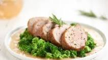 Thyme and Rosemary Roasted Pork Tenderloin with apple cider pan sauce and broccoli mash Thyme and Rosemary Roasted Pork Tenderloin with apple cider pan sauce and broccoli mash