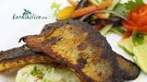 Kerala sea bass fish fry with saffron potatoes Kerala sea bass fish fry with saffron potatoes