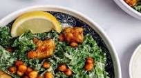 Kale Caesar Salad With Tempeh & Chickpea Croutons Kale Caesar Salad With Tempeh & Chickpea Croutons