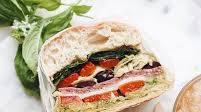 Antipasto Sandwich With Roasted Red Pepper, Artichoke, Mozzarella And Salami Antipasto Sandwich With Roasted Red Pepper, Artichoke, Mozzarella And Salami
