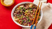 Szechuan Beef Noodles with Scallions & Sesame Seeds Szechuan Beef Noodles with Scallions & Sesame Seeds