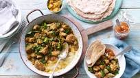 Saag gosht (lamb and spinach curry) with chapatis Saag gosht (lamb and spinach curry) with chapatis