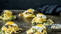 Noodle nests with morels and quail eggs Noodle nests with morels and quail eggs