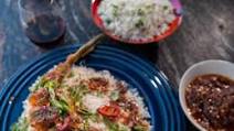 Crispy Whole Thai Fried Fish with Ginger Tamarind Sauce and Coconut-Cilantro Rice Pilaf Crispy Whole Thai Fried Fish with Ginger Tamarind Sauce and Coconut-Cilantro Rice Pilaf