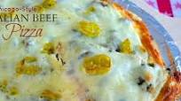 Chicago-Style Italian Beef Pizza with Mushrooms, Bells, Mozzarella & Provolone Chicago-Style Italian Beef Pizza with Mushrooms, Bells, Mozzarella & Provolone