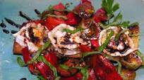 Roasted red pepper and black cherry tomato bruschetta, Pollock style Roasted red pepper and black cherry tomato bruschetta, Pollock style