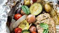Pesto Pork Chop and Summer Vegetable Foil Dinners Pesto Pork Chop and Summer Vegetable Foil Dinners