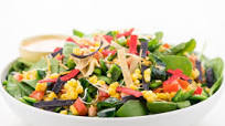 Tomato and Poblano Salad with Chipotle Ranch and Crispy Tortillas no cooking required and 5 minute prep Tomato and Poblano Salad with Chipotle Ranch and Crispy Tortillas no cooking required and 5 minute prep