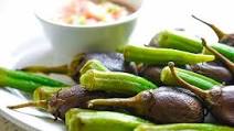 Boiled Okra and Eggplant with Bagoong Dipping Sauce Boiled Okra and Eggplant with Bagoong Dipping Sauce