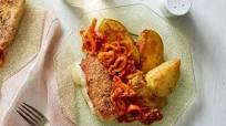 Fontina-Stuffed Pork Chops with Potatoes & Pizzaiola Sauce Fontina-Stuffed Pork Chops with Potatoes & Pizzaiola Sauce