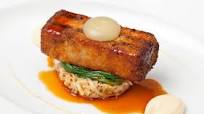 Crispy pork belly with black pudding, celeriac remoulade and apple purée Crispy pork belly with black pudding, celeriac remoulade and apple purée