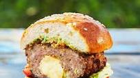 Molten cheese-stuffed burgers Molten cheese-stuffed burgers