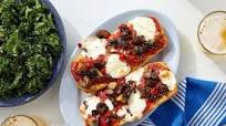 French Bread Pizzas with Kale Caesar Salad French Bread Pizzas with Kale Caesar Salad