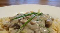 German spaetzle with mushroom cream sauce German spaetzle with mushroom cream sauce