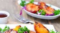 Barbecued Pork Chops with Grilled Peaches Barbecued Pork Chops with Grilled Peaches