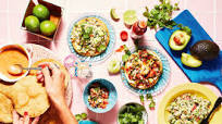 Mexican chicken, prawn and crab tostadas recipe Mexican chicken, prawn and crab tostadas recipe